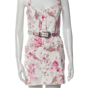 For Love & Lemons Pink Floral Mini Dress with Belt